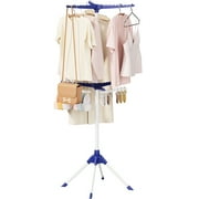 KK KINGRACK 2-Tier Clothes Drying Rack, 4-Legged Laundry Garment Rack with 6 Arms for Hangers, Blue