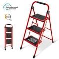 thumbnail image 1 of KINGRACK 3 Step Ladder for Adults, Folding Step Stool with Anti-Slip Pedal, Lightweight Portable Ladders for Home, Workplace, 330lbs Capacity, 1 of 8