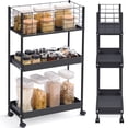 thumbnail image 1 of KK KINGRACK 3-Tier Metal Utility Rolling Cart with Wheels, Garage Storage, Slim Storage Cart for Office Kitchen Bathroom Narrow Place, File Black, 1 of 7
