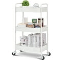 thumbnail image 1 of KK KINGRACK 3-Tier Rolling Cart, Metal Utility Cart with Wheels ,Office School Organizer, White, 1 of 9