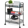 thumbnail image 1 of KK KINGRACK 3 Tier Rolling Cart Organizer, Mesh Cart with Wheels, Utility Cart for Office, School,Storage, Black, 1 of 7