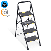 KK KINGRACK 4 Step Stool, Folding Step Ladder for Home&Outdoor, 800 lbs Capacity, Black