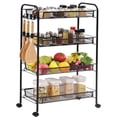 thumbnail image 1 of KK KINGRACK 4 Tier Metal Rolling Cart, Storage Cart with Wheels, Utility Cart for Office,School, Organize, Black, 1 of 9