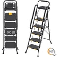 thumbnail image 1 of Kingrack 5 Step Folding Ladder for Adults, 800lbs Sturdy Steel Stool Ladder with Anti-Slip Pedal&Handrail&Tool Tray for Home Kitchen Office, 1 of 10