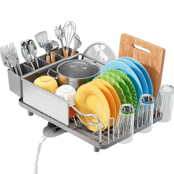 KK KINGRACK Dish Drying Rack, Dish Rack for Kitchen, Large Capacity, 304 Stainless Steel, Gray