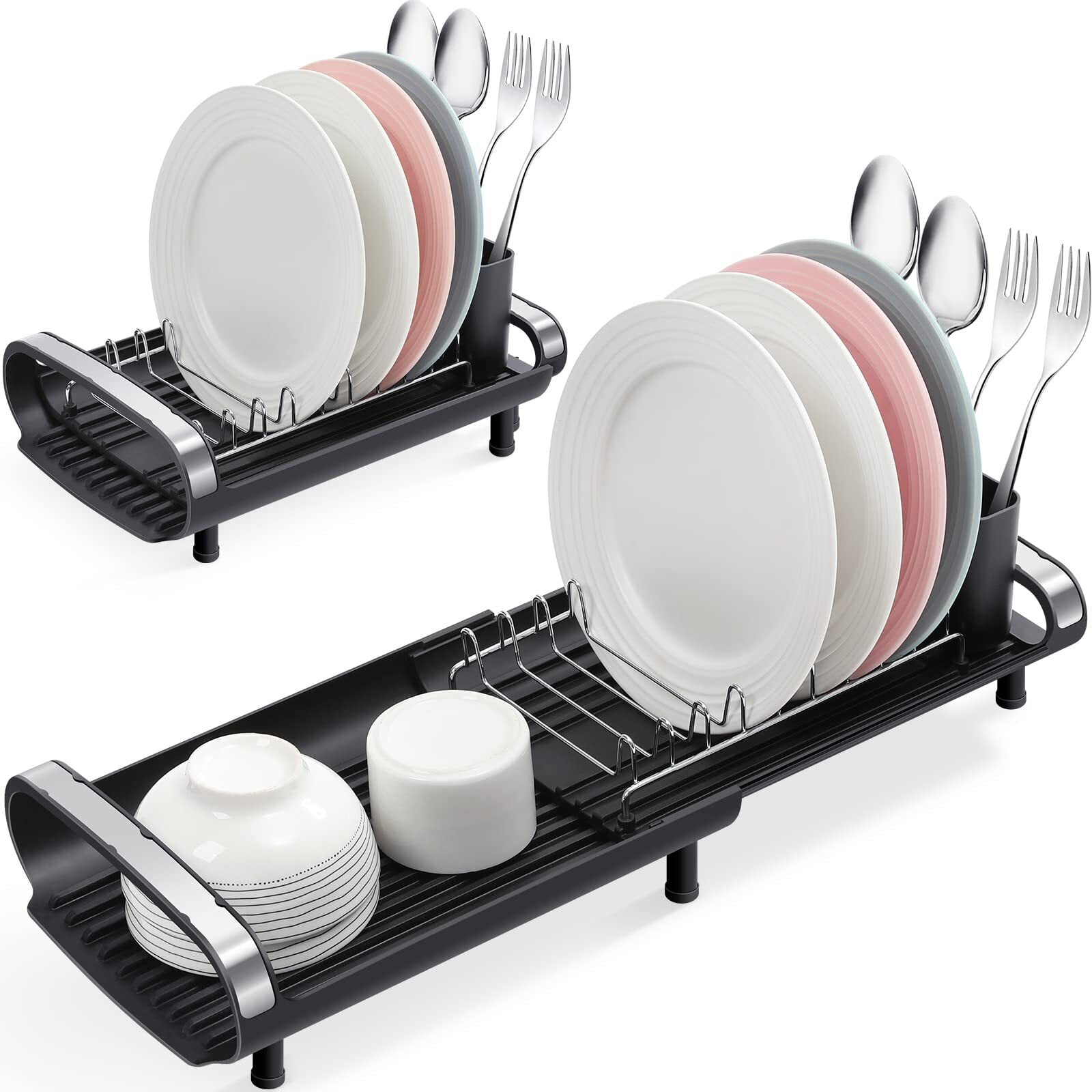 VNKZI Over Sink Dish Drying Rack, Full Stainless Steel Adjustable Kitchen  Rack(25.98''-36.61''), Expandable Counter Organization - AliExpress