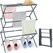 KK KINGRACK Expandable Clothes Drying Rack, Foldable & Collapsible Steel Laundry Drying Racks, Graphite