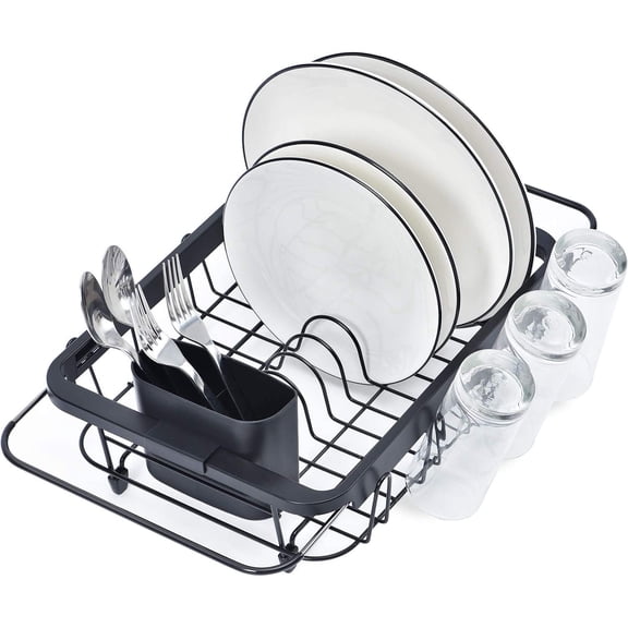 KK KINGRACK Expandable Dish Drying Rack, Dish Rack, over Sink Dish Drainer Black
