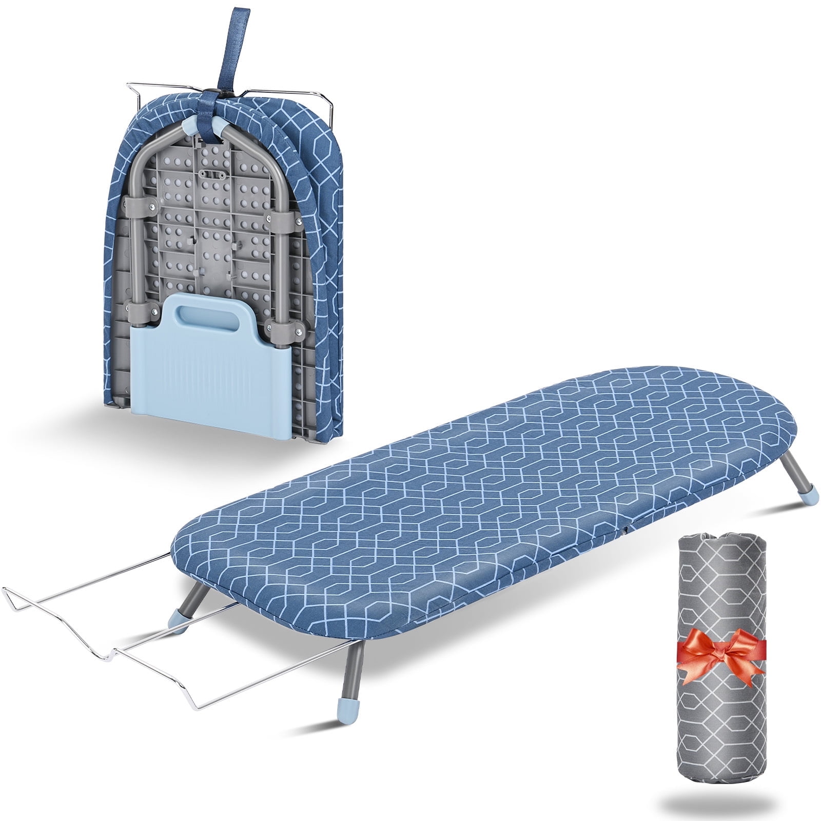 KK KINGRACK Mini Tabletop Ironing Board with Iron Rest, Foldable, 2 Heat Resistant Covers