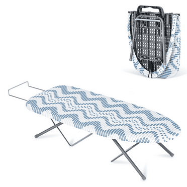 KK KINGRACK Foldable Ironing Board, Tabletop Small Iron Board with Iron Rest & Hanging Handle, Blue