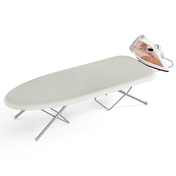 KK KINGRACK Foldable Ironing Board, Tabletop Small Iron Board with Iron Rest & Hanging Handle, Gray