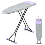 KK KINGRACK Ironing Board, Iron Board Full Size with Hanger & Rotating Nonslip Feet, 7 Level Height Adjustable, 43x13 in, Gray