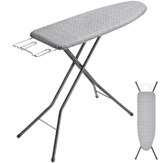 KK KINGRACK Ironing Board, Iron Board with Heat Resistant Cover & Iron Rest, 7 Height Adjustable, 43x13 in, Gray