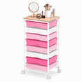 thumbnail image 1 of KK KINGRACK Storage Rolling Cart with 8 Drawers, Wooden Tabletop, Metal & Plastic, Pink, 1 of 9