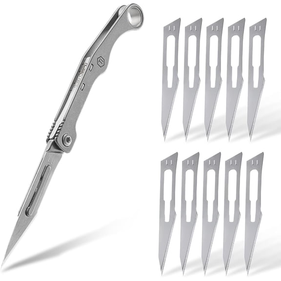 KK13 Precision Craft Utility Blade Titanium Handle Mini Cutting Tool for Arts Crafts DIY Projects Paper Cardboard Fabric and Hobby U with Replaceable