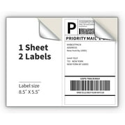 KKBESTPACK Half Sheet Shipping Labels for Laser and Inkjet Printers – 2 Per Page Self Adhesive Mailing Labels for Packages – White 8.5 x 5.5 Postage Labels for Shipping Boxes (2000 Labels) (KK2LP)