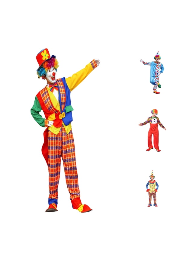 Adult Carnival Clown Outfit Set - Ruffle Carnival Party Funny Attire Unisex Outfits for Men Women Festive Clothing with 1Pc Jumpsuit ( Red Size: M )