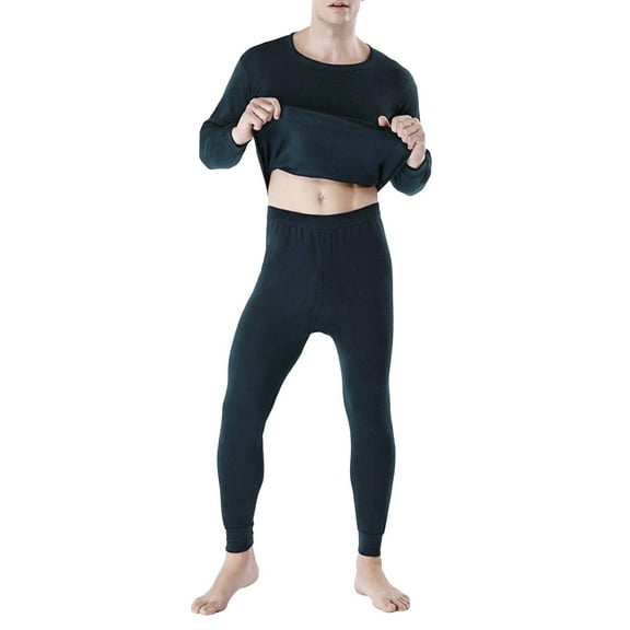 KKBOTIVE Base Layer Men - Mens Thermal Underwear Lined Lightweight Compression Long Johns Sleepwear Loungewear #02 Navy & Size XXXXL
