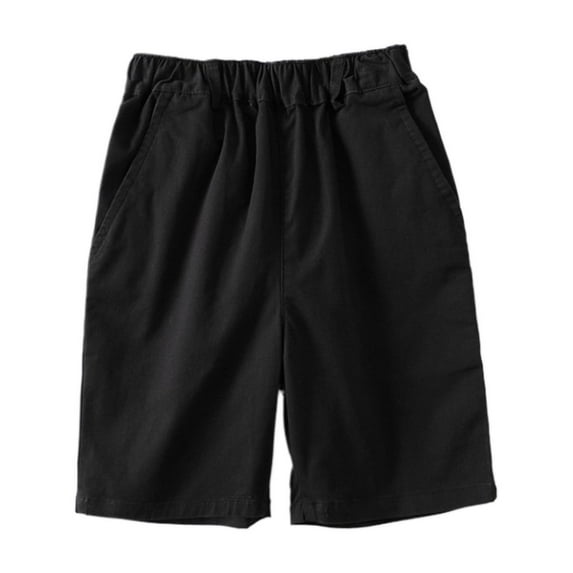 KKBOTIVE Boys Cargo Shorts Athletic Short Pants Elastic Waist Comfort Casual Summer Lightweight Sports Shorts for Kids Outdoor Play Wear ( Black Size: 9-10 Years )