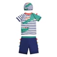 thumbnail image 1 of KKBOTIVE Boys Cartoon Print Long Sleeve Rash Guard Swimwear Set with Trunks for Toddler Kids Beach Pool Summer Sun ( Navy Size: 6-12 Months ), 1 of 1