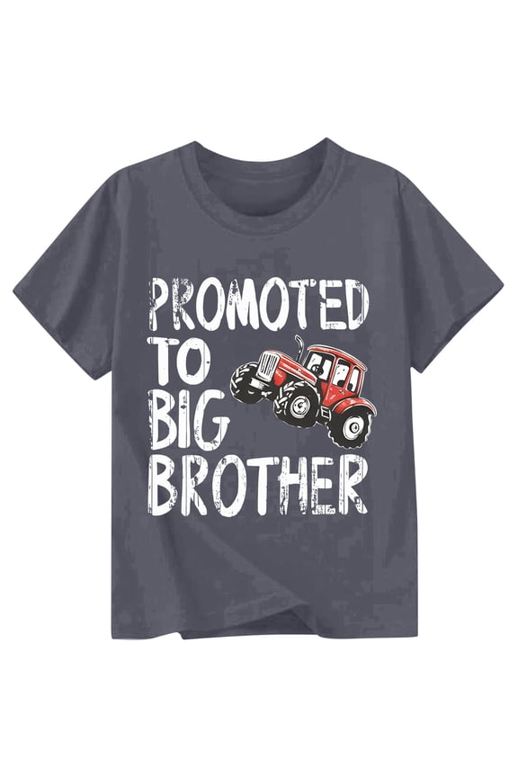 Boys Girls Cartoon T-shirt Printed Round Neck Tops Short Sleeve Pullover for Kids Fashion Clothes ( Dark Gray Size: 90 )