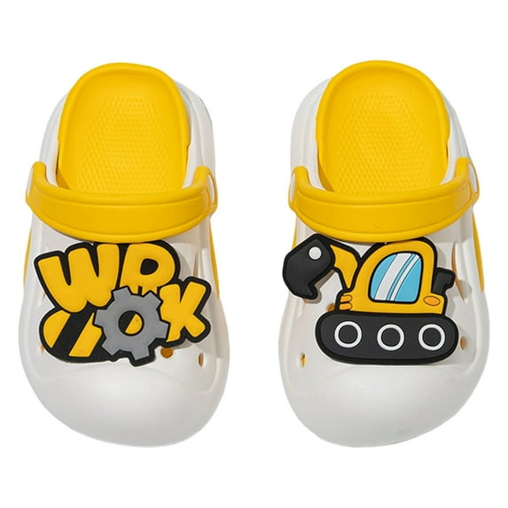 KKBOTIVE Boys Girls Clog Cute Garden Slippers Casual Slides Sandals Beach Water Shoes for Kids Toddlers Daily Summer Wear, Yellow Size: 9-9.5 Years