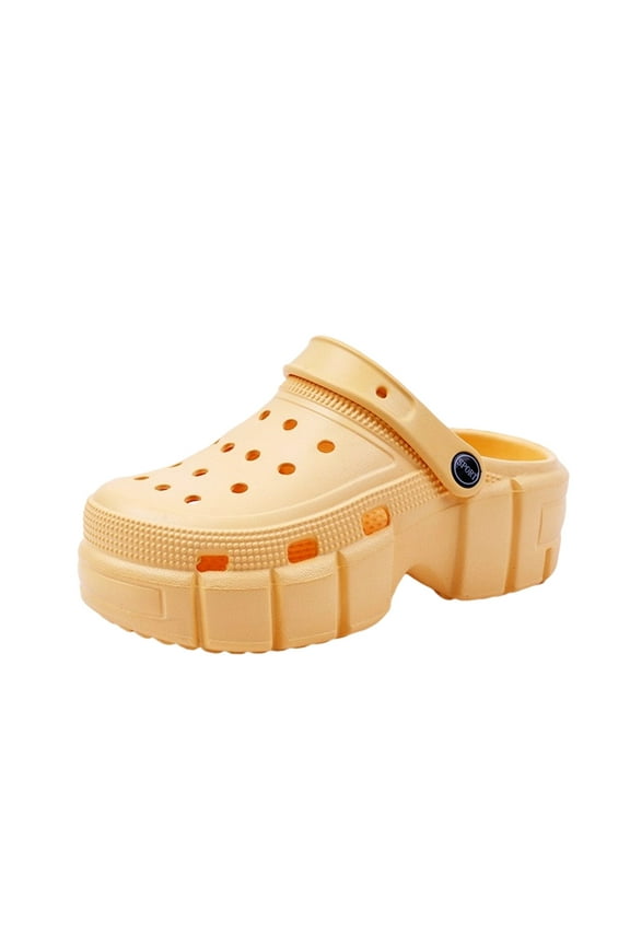 Boys Girls Clogs Thick Sole Garden Shoes Casual Solid Color Sandals for Kids Beach Outdoor Fashion Slippers, Yellow Size: 33