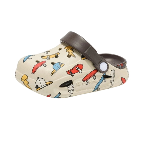 KKBOTIVE Boys Printed Sandals for Kids Cozy Breathable Clogs Casual Outdoor On Shoes for Daily Footwear School Play Summer Spring Fall, Brown Size: 31