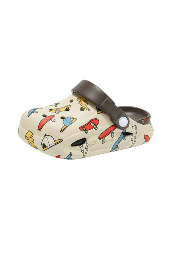 Boys Printed Sandals for Kids Cozy Breathable Clogs Casual Outdoor On Shoes for Daily Footwear School Play Summer Spring Fall, Brown Size: 35
