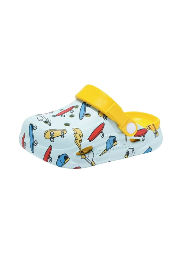 Boys Printed Sandals for Kids Cozy Breathable Clogs Casual Outdoor Slip On Shoes for Daily Footwear School Play Summer Spring Fall, Yellow Size: 36