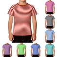 thumbnail image 1 of KKBOTIVE Boys Striped Short Sleeve Tees Casual Crew Neck Cozy T Shirt Breathable Shirts for Kids Fashion Carnival Clothing, Red Size: 2-3 Years, 1 of 5