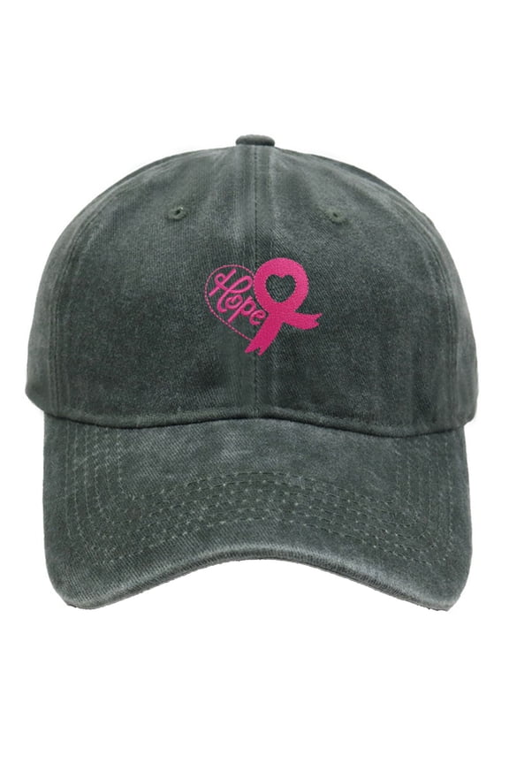 Breast Cancer Awareness Hat for Women, Adjustable Cotton Pink Ribbon Boxing Embroidered Baseball Cap Army Green One Size