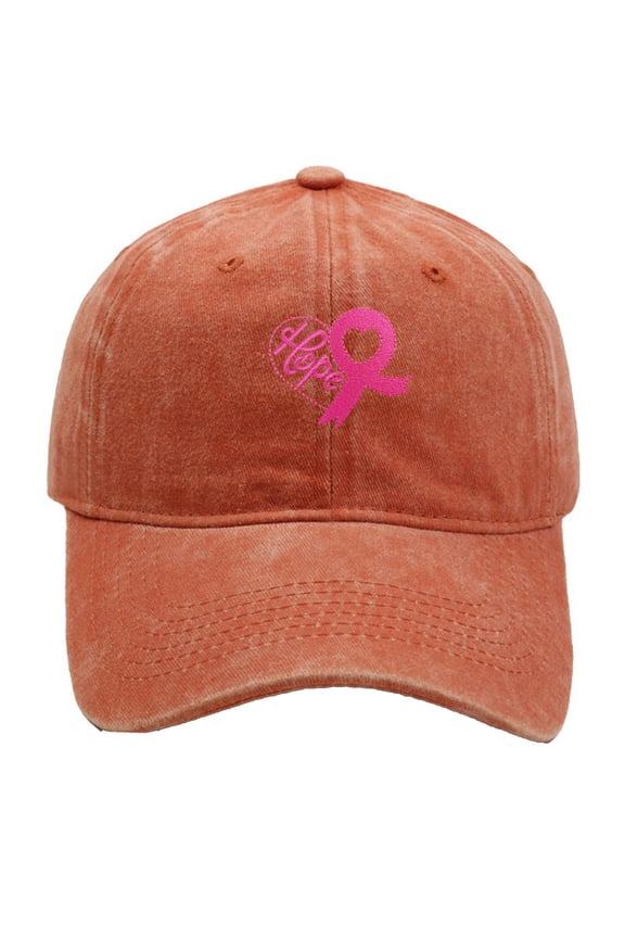 Breast Cancer Awareness Hat for Women, Adjustable Cotton Pink Ribbon Boxing Embroidered Baseball Cap Orange One Size