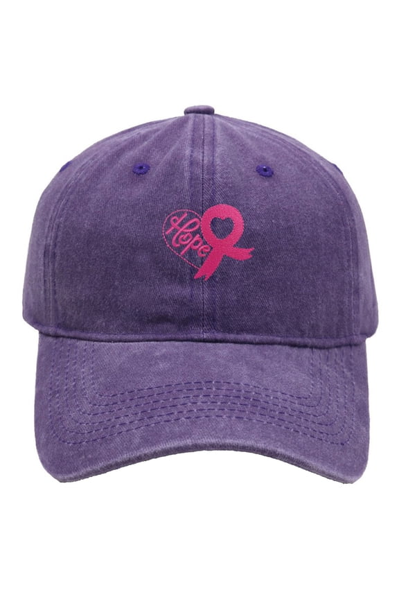 Cancer Awareness Hat for Women, Adjustable Cotton Pink Ribbon Boxing Embroidered Baseball Cap Purple One Size