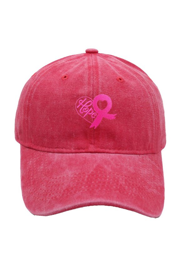 Cancer Awareness Hat for Women, Adjustable Cotton Pink Ribbon Boxing Embroidered Baseball Cap Red One Size