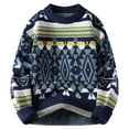thumbnail image 1 of KKBOTIVE Christmas Fashion Knit Sweater for Mens Casual Loose Fit Crewneck Pullover Intricate Jacquard Pattern Soft Warm Winter Tops Navy Size: XXXXL, 1 of 7