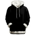 thumbnail image 1 of KKBOTIVE Christmas Hoodie Men Women Xmas Solid Fuzzy Trim Sweatshirts Unisex Long Sleeve Pullover Tops Warm Outerwear 2025 Black Size: XXS, 1 of 3