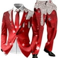 thumbnail image 1 of KKBOTIVE Christmas Suits for Men Xmas Printed Holiday Party Tuxedo 2 Piece Suit and Dress Pants Men's Jackets Outfit Prom Wear F-Red Size: XXXL, 1 of 6