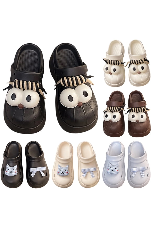 Clogs for Girls Cute Funny Big Eye Sandals Summer Outdoor Casual Shoes on Slippers Kids Daily Fashion Footwear, Black Size: 41