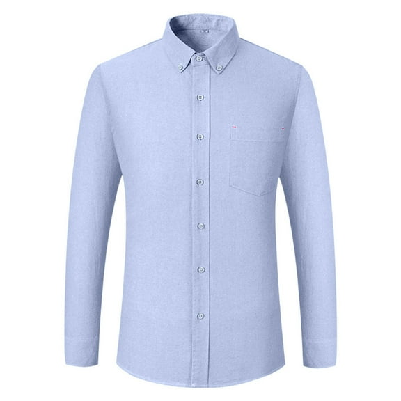 KKBOTIVE Dress Shirt for Mens Long Sleeve Casual Slim Fit Solid Classic Shirt Formal Business Everyday Wear Blue Size: S
