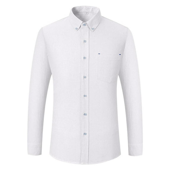 KKBOTIVE Dress Shirt for Mens Long Sleeve Casual Slim Fit Solid Classic Shirt Formal Business Everyday Wear White Size: XL