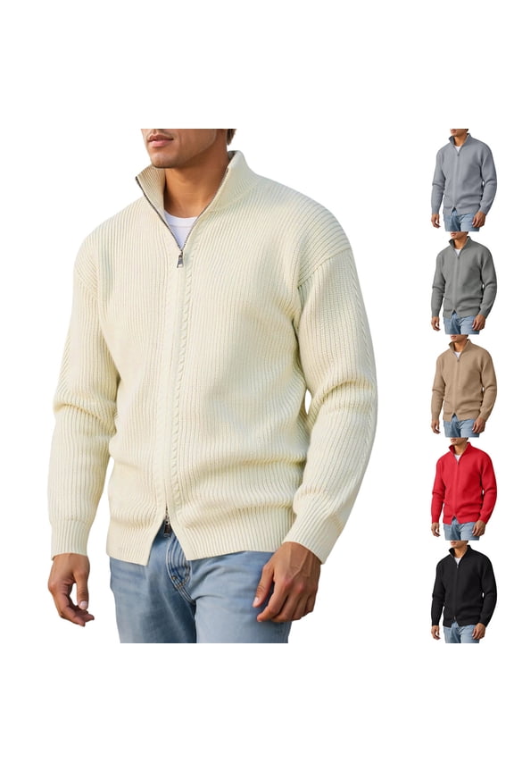 Fashion Sweaters for Men Double Zip Solid Color Pullovers Outerwear Sweater Coat Winter Clothes with Zipper ( Green Size: XXXL )