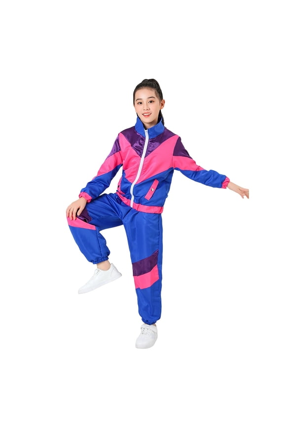 Girls Boys Outfit Set Fashion Sweat Jacket and Sweatpants 2 Pc Dance Hop Rock Casual Clothes, Blue Size: 7-8 Years