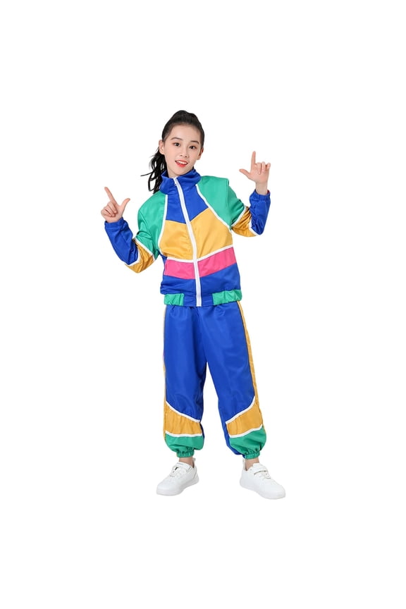 Girls Boys Outfit Set Fashion Sweat Jacket and Sweatpants 2 Pc Dance Hop Rock Casual Clothes, Blue Size: 7-8 Years