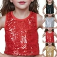 thumbnail image 1 of KKBOTIVE Girls Carnival Short Sleeve Sequin Shirts Party Glitter Sparkly Tops Casual Shimmer Tees for Kids Fashion Clothes, Gold Size: 5-6 Years, 1 of 5