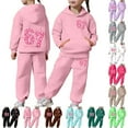 thumbnail image 1 of KKBOTIVE Girls Casual Tracksuit 67 Print Hoodie and Jogger 2 Piece Outfit Set for Kids Fashion Sweatsuit Daily School Clothes ( Purple Size: 6-7 Years ), 1 of 9