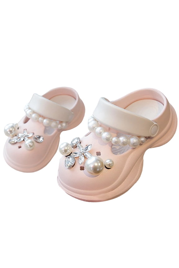 Girls Garden Clogs Kids Fashion Dress Up Sandals Casual Cartoon Beach Slides Slippers, Pink Size: 4-6 Years