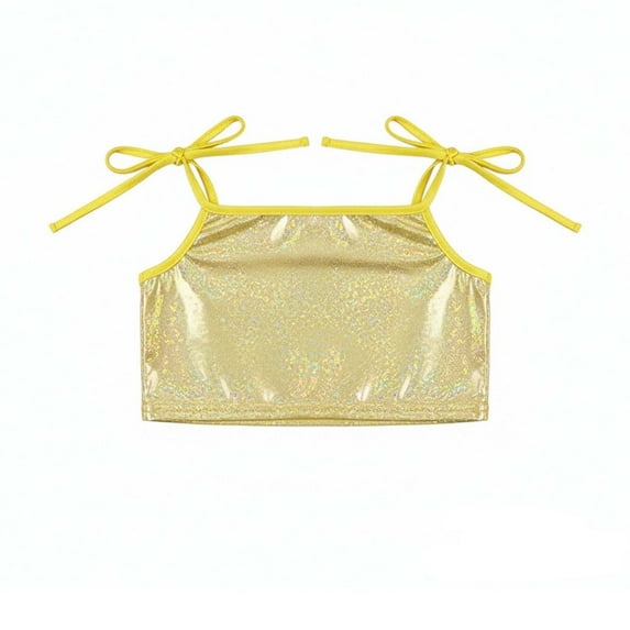 KKBOTIVE Girls Sequin Crop Tees Fashion Sparkle Shimmer Tshirts Casual Glitter Short Sleeve Shirts Kids Holiday Party Clothes ( Gold Size: 12-13 Years )