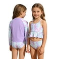 thumbnail image 1 of KKBOTIVE Girls Swimsuit Long Sleeve Zip Up Swim Shirt 3 Piece Rash Guard for Kids Girls Bathing Suit , Purple Size: 5-6 Years, 1 of 9