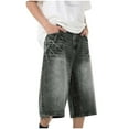 thumbnail image 1 of KKBOTIVE Jorts for Men Summer Casual Jean Shorts Sportswear Casual Rhinestones Athletic Shorts Men's Fashion ( Black Size: M ), 1 of 4
